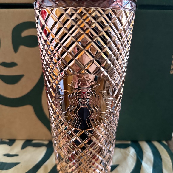 Starbucks Tumbler Chrome Rose Gold Jeweled - Holiday 2023 - Venti 24oz - Picture 5 of 5